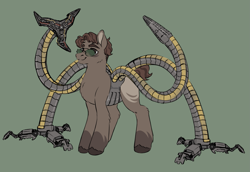 Size: 1889x1299 | Tagged: safe, alternate version, artist:polymercorgi, pony, doctor octopus, green background, marvel, ponified, simple background, solo