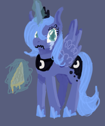 Size: 2000x2388 | Tagged: safe, artist:theedgyduck, princess luna, alicorn, pony, g4, cheese, crying, food, glorious grilled cheese, grilled cheese, high res, jewelry, regalia, s1 luna, sad, solo, style emulation