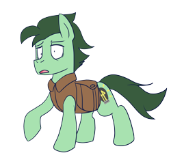 Size: 2704x2624 | Tagged: safe, artist:dimbulb, oc, oc only, oc:dimbulb, earth pony, pony, 2022 community collab, derpibooru community collaboration, clothes, high res, missing accessory, simple background, solo, transparent background, vest