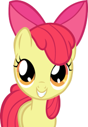 Size: 567x808 | Tagged: safe, artist:spokenmind93, apple bloom, earth pony, pony, g4, apple bloom's bow, bow, female, filly, foal, grin, hair bow, looking up, orange eyes, red mane, red tail, simple background, smiling, solo, tail, transparent background, vector
