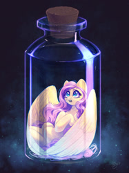 Size: 1024x1366 | Tagged: safe, artist:amishy, fluttershy, pegasus, pony, g4, pony in a bottle, solo, spread wings, stars, wings