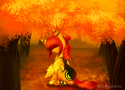 Size: 900x647 | Tagged: safe, artist:cabbage-arts, oc, oc only, original species, pony, autumn, commission, commissioner:cel0x, female, forest, solo