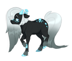 Size: 2824x2400 | Tagged: safe, artist:gigason, oc, oc:temmi blue, earth pony, goat, goat pony, pony, black sclera, high res, male, mushroom, simple background, solo, stallion, transparent background