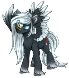 Size: 750x843 | Tagged: safe, artist:cabbage-arts, oc, oc only, oc:sacred blade, butterfly, pegasus, pony, commission, commissioner:kahai99, pegasus oc, simple background, solo, transparent background, unshorn fetlocks