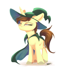 Size: 1280x1200 | Tagged: safe, artist:sketchiix3, oc, oc only, pony, unicorn, aside glance, cloak, clothes, hat, lidded eyes, looking at you, simple background, solo, transparent background, wizard hat