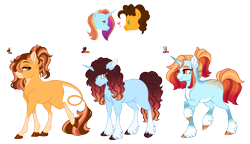 Size: 4480x2587 | Tagged: safe, artist:gigason, cheese sandwich, sassy saddles, oc, oc:cerulean blush, oc:glitter mania, oc:silly string cheese, earth pony, pony, unicorn, g4, female, male, mare, offspring, parent:cheese sandwich, parent:sassy saddles, sassysandwich, shipping, simple background, straight, transparent background