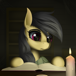 Size: 3000x3000 | Tagged: safe, artist:palibrik, daring do, pegasus, pony, g4, book, candle, female, high res, reading, solo