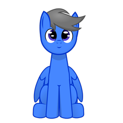 Size: 1200x1200 | Tagged: safe, artist:harleneap, oc, oc only, pegasus, pony, 2022 community collab, derpibooru community collaboration, front view, full body, male, pegasus oc, simple background, sitting, smiling, solo, stallion, transparent background, wings