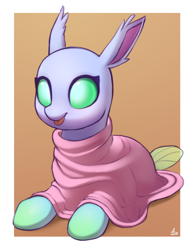 Size: 1500x1950 | Tagged: safe, artist:luminousdazzle, oc, oc only, oc:eltyra, changedling, changeling, insect, g4, :p, blanket, changeling oc, cute, cuteling, digital art, gradient hooves, lying down, prone, simple background, smiling, solo, tongue out