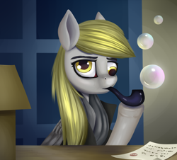 Size: 3100x2800 | Tagged: safe, artist:palibrik, derpy hooves, pegasus, pony, g4, bubble, bubble pipe, derp, female, high res, pipe, solo