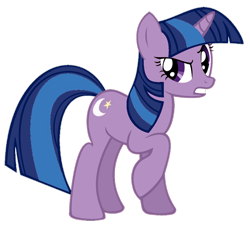 Size: 792x727 | Tagged: safe, artist:pika-robo, edit, twilight sparkle, twilight twinkle, pony, unicorn, g4, 2009, cutie mark, female, full body, horn, mare, original design, raised eyebrow, raised hoof, show bible, simple background, solo, standing, tail, transparent background, two toned mane, two toned tail, unicorn twilight, vector