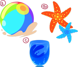 Size: 1918x1635 | Tagged: safe, artist:khimi-chan, oc, oc only, starfish, beach ball, cup, cutie mark, cutie mark only, no pony, simple background, transparent background
