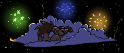 Size: 1204x513 | Tagged: safe, artist:neuro, oc, oc only, pegasus, pony, cloud, fire, fireworks