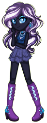 Size: 682x1758 | Tagged: safe, artist:fantarianna, nightmare rarity, equestria girls, g4, blue eyes, boots, clothes, cute, ear piercing, equestria girls-ified, eyelashes, eyeshadow, female, high heel boots, jewelry, makeup, moon, necklace, nicemare rarity, nightmare raribetes, piercing, purple hair, raribetes, shoes, simple background, skirt, smiling, solo, transparent background, two toned hair