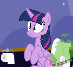 Size: 1355x1243 | Tagged: safe, edit, vector edit, twilight sparkle, alicorn, pony, g4, 1000 years in photoshop, but why, fart, fart cloud, fart fetish, fart noise, female, fetish, imminent flush, implied pooping, implied scat, mare, onomatopoeia, shrunken pupils, sitting, sitting on toilet, solo, sound effects, toilet, toilet paper, twilight fartle, twilight sparkle (alicorn), twilight's castle, vector