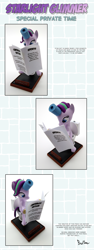 Size: 2642x7024 | Tagged: safe, artist:perfectblue97, starlight glimmer, pony, unicorn, g4, but why, craft, implied pooping, irl, newspaper, photo, reading, sculpture, sitting, sitting on toilet, text, toilet, toilet paper