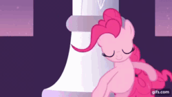 Size: 640x360 | Tagged: safe, screencap, pinkie pie, earth pony, pony, g4, season 2, sweet and elite, animated, bipedal, confident, eyes closed, female, gif, gifs.com, mare, nose in the air, open mouth, open smile, partillery, party cannon, smiling, solo, streamers, uvula, volumetric mouth