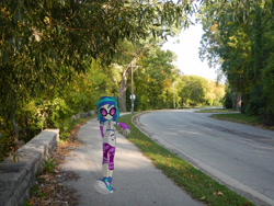 Size: 2828x2121 | Tagged: safe, artist:willyvwj, dj pon-3, vinyl scratch, equestria girls, g4, music to my ears, equestria girls in real life, high res, irl, photo, road, sidewalk