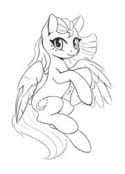 Size: 865x1200 | Tagged: safe, artist:maytee, oc, oc only, pegasus, pony, black and white, grayscale, monochrome, solo, wip