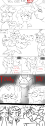 Size: 602x1700 | Tagged: safe, artist:kaikururu, oc, oc only, pony, unicorn, bust, comic, dialogue, horn, laughing, unicorn oc, wide eyes