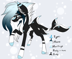 Size: 3529x2897 | Tagged: safe, artist:beamybutt, oc, oc only, orca, orca pony, original species, colored hooves, ear fluff, high res, raised hoof, reference sheet, smiling