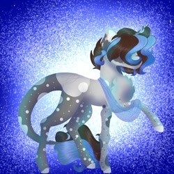Size: 1500x1500 | Tagged: safe, artist:teonnakatztkgs, oc, oc only, earth pony, pony, abstract background, chest fluff, earth pony oc, hair over eyes, raised hoof, solo