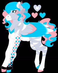 Size: 1120x1415 | Tagged: safe, artist:teonnakatztkgs, oc, oc only, pegasus, pony, black background, colored hooves, simple background, solo, transgender