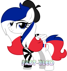 Size: 1280x1366 | Tagged: safe, artist:jxst-bleo, pony, beret, france, hat, nation ponies, ponified, simple background, solo, transparent background