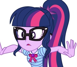Size: 3641x3178 | Tagged: safe, artist:sketchmcreations, sci-twi, twilight sparkle, equestria girls, equestria girls series, g4, holidays unwrapped, the cider louse fools, spoiler:eqg series (season 2), bowtie, confused, female, frown, geode of telekinesis, glasses, high res, magical geodes, open mouth, simple background, solo, transparent background, vector