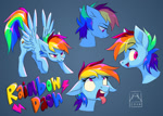 Size: 1024x730 | Tagged: safe, artist:bluefeathercat, rainbow dash, pegasus, pony, floppy ears, majestic as fuck, solo, tongue out