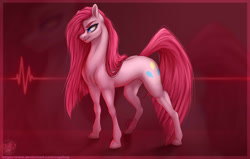 Size: 1280x813 | Tagged: safe, artist:copshop, pinkie pie, earth pony, pony, g4, concave belly, female, fit, mare, muscles, pinkamena diane pie, slender, solo, thin, watermark