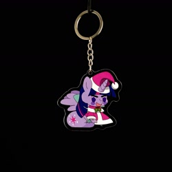Size: 1666x1665 | Tagged: safe, artist:dimanizma, artist:shop4geek, twilight sparkle, alicorn, pony, unicorn, g4, acrylic plastic, anime, bag, charm, chibi, christmas, clothes, costume, cute, fate/stay night, female, filly, foal, handmade, happy new year, hat, hearth's warming eve, holiday, horn, irl, keychain, merchandise, padoru, photo, santa costume, santa hat, simple background, solo, spread wings, twilight sparkle (alicorn), wings