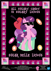 Size: 758x1054 | Tagged: safe, artist:strykarispeeder, part of a set, sugar belle, pony, unicorn, g4, bipedal, female, mare, solo, sugar belle licious, sunglasses, twilightlicious