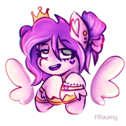 Size: 1500x1500 | Tagged: safe, artist:fraumflug, part of a set, pipp petals, pegasus, pony, g5, my little pony: a new generation, bracelet, bust, ear piercing, eye clipping through hair, female, floating wings, jewelry, lidded eyes, mare, piercing, simple background, smiling, solo, white background, wings