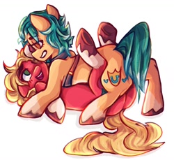 Size: 1442x1318 | Tagged: safe, artist:fraumflug, hitch trailblazer, sprout cloverleaf, earth pony, pony, g5, my little pony: a new generation, butt, duo, duo male, gay, hitchsprout, male, plot, shipping, stallion