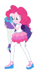 Size: 1613x3315 | Tagged: safe, alternate version, artist:gmaplay, pinkie pie, rarity, equestria girls, equestria girls series, g4, holidays unwrapped, o come all ye squashful, spoiler:eqg series (season 2), ass, butt, butt touch, clothes, fireman carry, hand on butt, hand on hip, marshmelodrama, ots carry, over the shoulder, rah rah skirt, rarity being rarity, rarity peplum dress, rearity, simple background, skirt, transparent background, vector