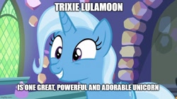 Size: 888x499 | Tagged: safe, artist:arcgaming91, edit, edited screencap, screencap, trixie, all bottled up, g4, my little pony: friendship is magic, caption, cute, diatrixes, image macro, text, truth