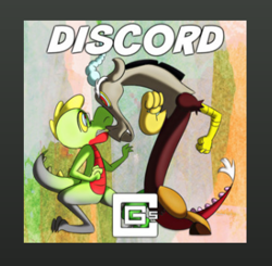 Size: 342x335 | Tagged: safe, artist:cg5, artist:dagames, discord, draconequus, discord (eurobeat brony), g4, album, album cover, cg5, duo, spotify