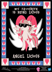 Size: 758x1054 | Tagged: safe, artist:strykarispeeder, part of a set, angel wings, pegasus, pony, g4, angel licious, bipedal, female, mare, solo, sunglasses, twilightlicious