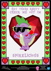 Size: 758x1054 | Tagged: safe, artist:strykarispeeder, part of a set, spike, dragon, g4, male, solo, spikelicious, sunglasses, thumbs up, twilightlicious, wingless spike