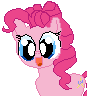 Size: 87x96 | Tagged: safe, artist:scootaloormayfly, pinkie pie, earth pony, pony, g4, blue eyes, looking at you, pink mane, pixel art, simple background, small resolution, smiling, smiling at you, solo, transparent background