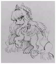 Size: 1793x2048 | Tagged: safe, artist:paipaishuaige, oc, oc only, pegasus, pony, braid, chest fluff, looking at you, smiling, solo, spread wings, traditional art, unshorn fetlocks, wings