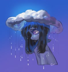 Size: 1591x1687 | Tagged: safe, artist:fedos, oc, oc only, earth pony, pony, cloud, personal stormcloud, rain, raincloud, sad, solo