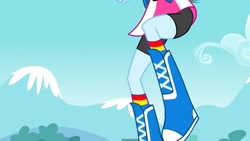 Size: 1280x720 | Tagged: safe, screencap, rainbow dash, human, equestria girls, g4, my little pony equestria girls, bike shorts, boots, boots shot, clothes, female, legs, lower body, pictures of legs, shoes, skirt, solo