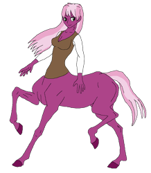 Size: 754x866 | Tagged: safe, artist:cdproductions66, artist:nypd, cheerilee, centaur, monster girl, ponytaur, taur, g4, base used, breasts, busty cheerilee, centaurified, cleavage, clothes, female, green eyes, hooves, human head, long hair, long sleeves, missing cutie mark, pink hair, pony coloring, raised hooves, reasonably sized breasts, shirt, simple background, solo, transparent background, two toned hair, two toned tail, undershirt, vest