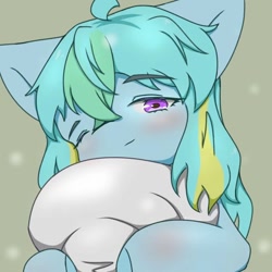 Size: 1080x1080 | Tagged: safe, artist:陌路, oc, oc only, oc:陌路, earth pony, pony, blushing, looking at you, one eye closed, solo