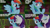 Size: 1280x720 | Tagged: safe, edit, edited screencap, editor:quoterific, screencap, rainbow dash, rarity, pegasus, pony, unicorn, g4, my little pony: friendship is magic, season 8, the end in friend, eyes closed, female, flying, mare, open mouth, open smile, smiling, spread wings, wings