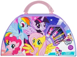 Size: 500x368 | Tagged: safe, fluttershy, pinkie pie, rainbow dash, rarity, twilight sparkle, alicorn, earth pony, pegasus, pony, unicorn, g4, art case, case, crayon, markers, merchandise, sambro, stock vector, traditional art, twilight sparkle (alicorn)