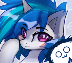 Size: 2593x2280 | Tagged: safe, artist:jfrxd, dj pon-3, vinyl scratch, pony, unicorn, blushing, female, looking at you, mare, raised hoof, solo
