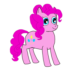 Size: 1000x1000 | Tagged: safe, artist:nate5700, pinkie pie, earth pony, pony, g4, blue eyes, female, full body, hooves, mare, pink mane, pink tail, simple background, smiling, solo, standing, tail, three quarter view, white background